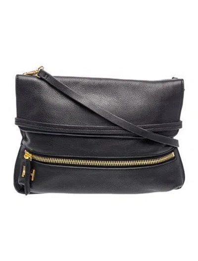 Pre-owned Halston Heritage Leather Crossbody Bag In Black