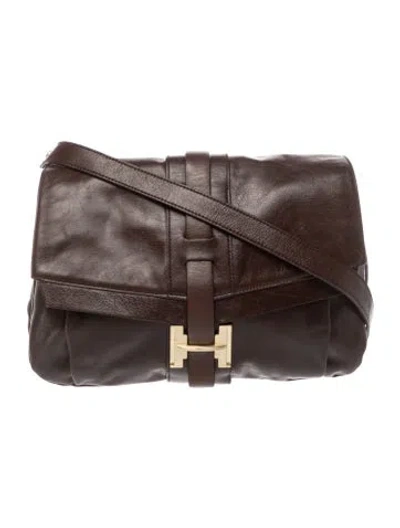 Pre-owned Halston Heritage Leather Crossbody Bag In Brown