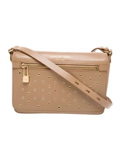 Pre-owned Halston Heritage Leather Crossbody Bag In Neutral