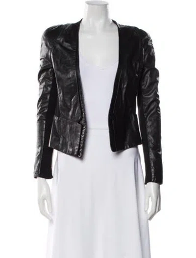 Pre-owned Halston Heritage Leather Evening Jacket In White