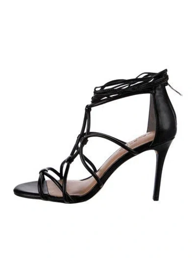 Pre-owned Halston Heritage Leather Gladiator Sandals In Black