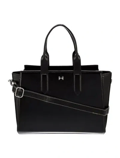 Pre-owned Halston Heritage Leather Handle Bag In Black