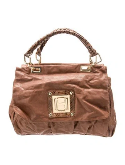 Pre-owned Halston Heritage Leather Hobo In Brown