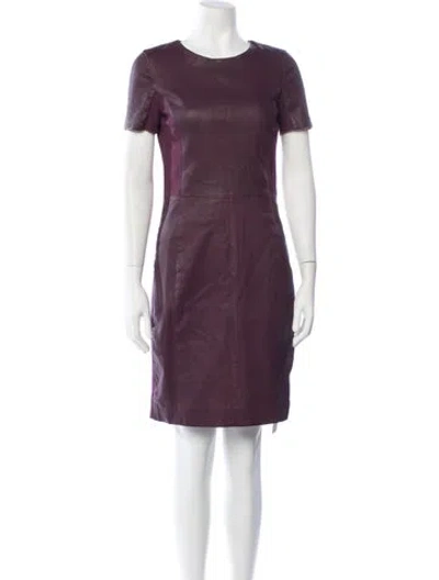 Pre-owned Halston Heritage Leather Knee-length Dress In Brown