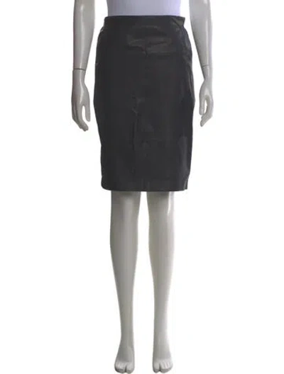 Pre-owned Halston Heritage Leather Knee-length Skirt In Blue