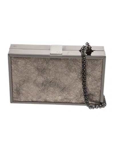 Pre-owned Halston Heritage Leather Minaudière In Gray