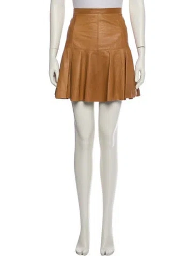 Pre-owned Halston Heritage Leather Mini Skirt In Neutral