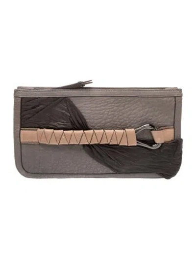 Pre-owned Halston Heritage Leather Pouch In Neutral