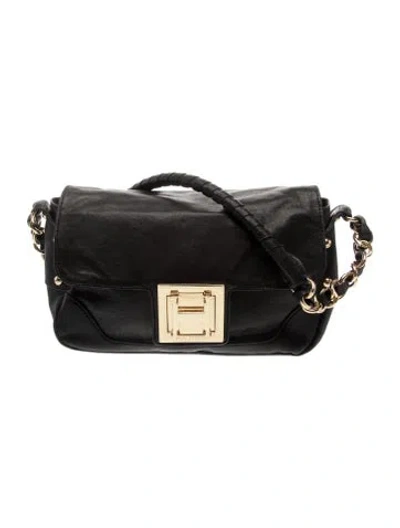 Pre-owned Halston Heritage Leather Shoulder Bag In Black