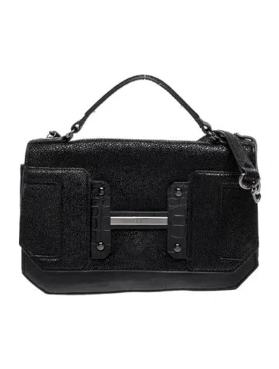 Pre-owned Halston Heritage Leather Shoulder Bag In Black
