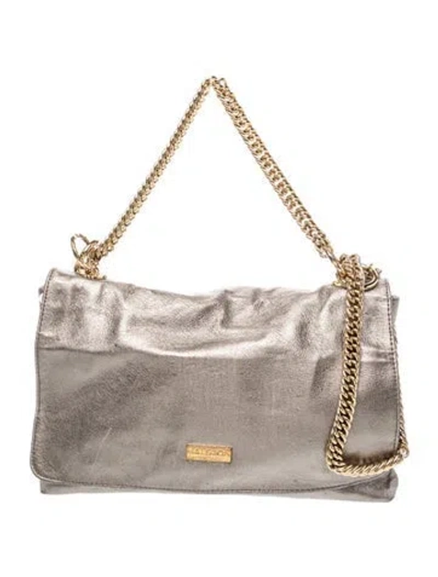 Pre-owned Halston Heritage Leather Shoulder Bag In Gray