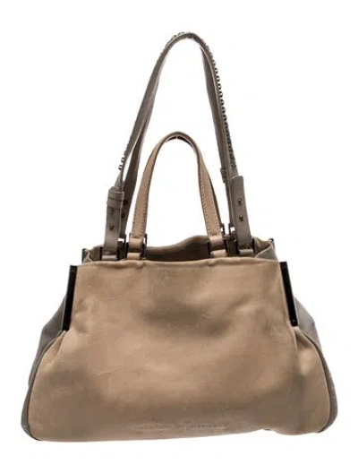 Pre-owned Halston Heritage Leather Shoulder Bag In Neutral
