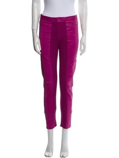 Pre-owned Halston Heritage Leather Skinny Leg Pants In Pink
