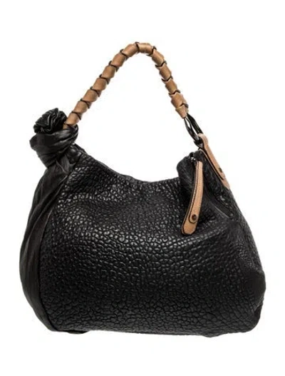 Pre-owned Halston Heritage Leather Top Handle Bag In Black