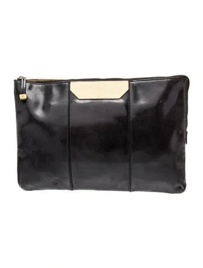 Pre-owned Halston Heritage Leather Top Handle Bag In Black