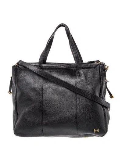 Pre-owned Halston Heritage Leather Top Handle Bag In Black