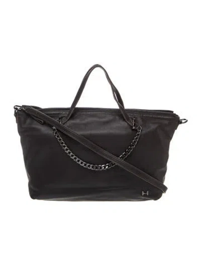 Pre-owned Halston Heritage Leather Top Handle Bag In Black