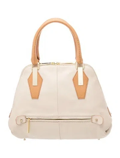 Pre-owned Halston Heritage Leather Top Handle Bag In Neutrals