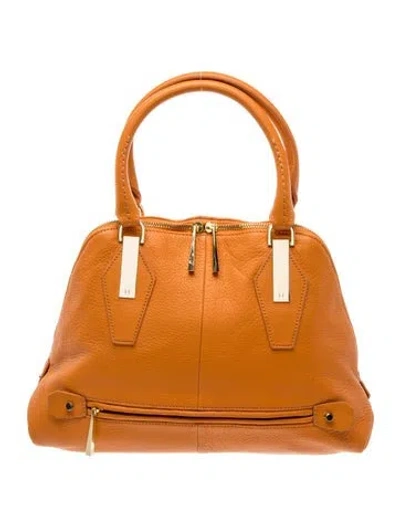 Pre-owned Halston Heritage Leather Top Handle Bag In Orange