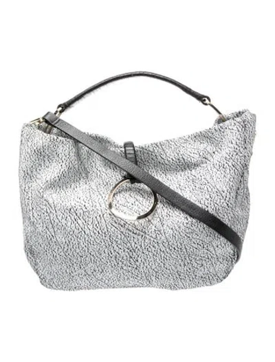 Pre-owned Halston Heritage Leather Top Handle Bag In White