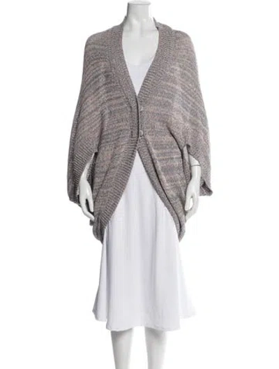 Pre-owned Halston Heritage Linen Striped Sweater In Multi