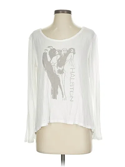 Pre-owned Halston Heritage Long Sleeve T-shirt In White