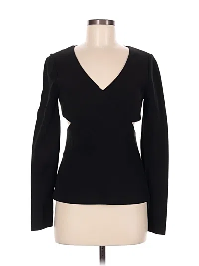 Pre-owned Halston Heritage Long Sleeve Top Black V Neck Tops