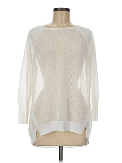Pre-owned Halston Heritage Long Sleeve Top Ivory Boatneck Tops In White