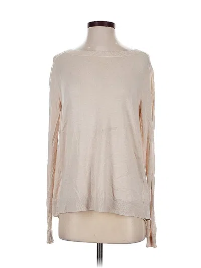Pre-owned Halston Heritage Long Sleeve Top Tan Boatneck Tops In Brown