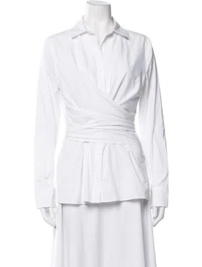 Pre-owned Halston Heritage Long Sleeve Top In White