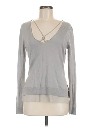 Pre-owned Halston Heritage Long Sleeve T-shirt In Silver