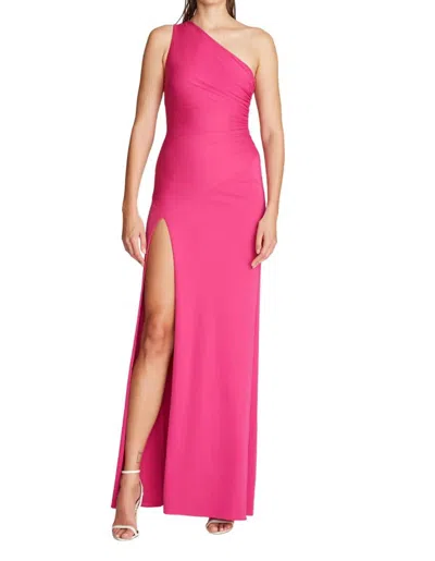 Halston Heritage Malia One Shoulder Dress In Berry In Pink