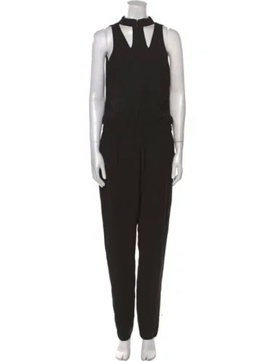 Pre-owned Halston Heritage Mock Neck Jumpsuit In Black