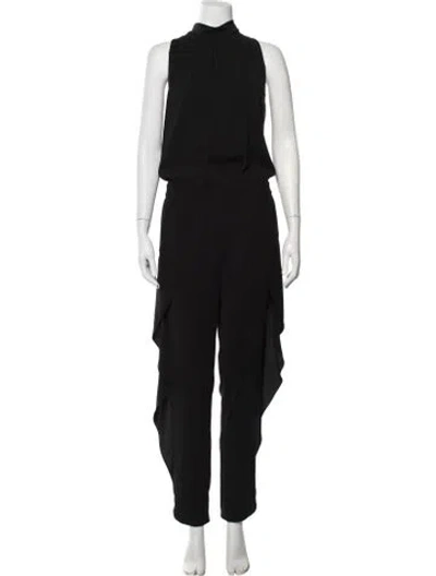 Pre-owned Halston Heritage Mock Neck Jumpsuit In Black