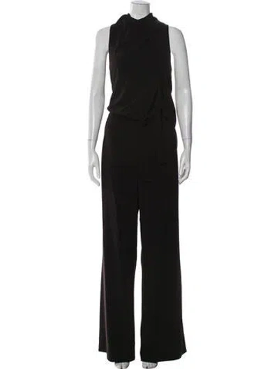 Pre-owned Halston Heritage Mock Neck Jumpsuit In Blue