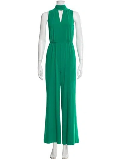 Pre-owned Halston Heritage Mock Neck Jumpsuit In Green