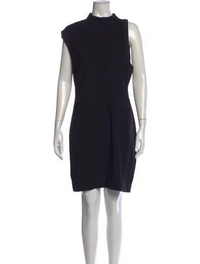 Pre-owned Halston Heritage Mock Neck Knee-length Dress In Black