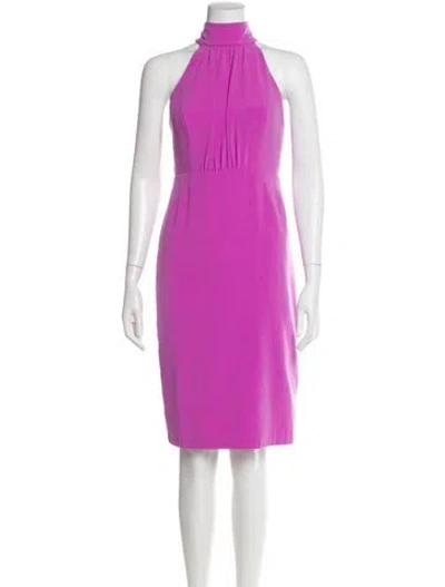 Pre-owned Halston Heritage Mock Neck Knee-length Dress In Purple