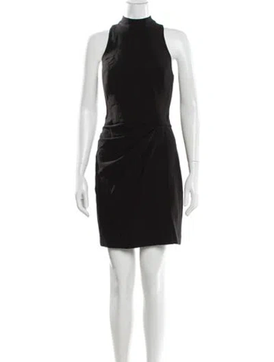 Pre-owned Halston Heritage Mock Neck Mini Dress In Black