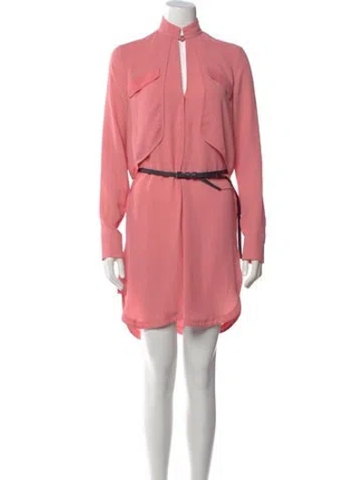 Pre-owned Halston Heritage Mock Neck Mini Dress In Orange