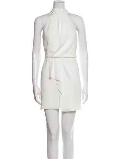 Pre-owned Halston Heritage Mock Neck Mini Dress In White