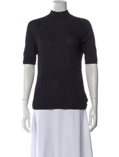 Pre-owned Halston Heritage Mock Neck Sweater In Black