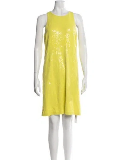 Pre-owned Halston Heritage Nylon Knee-length Dress In Yellow