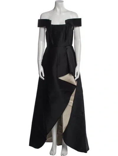 Pre-owned Halston Heritage Off-the-shoulder Long Dress In Black
