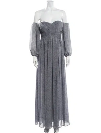 Pre-owned Halston Heritage Off-the-shoulder Long Dress In Blue