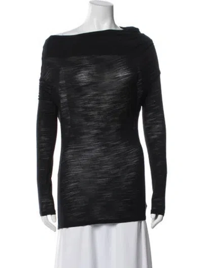 Pre-owned Halston Heritage Off-the-shoulder Long Sleeve Top In Blue