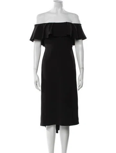 Pre-owned Halston Heritage Off-the-shoulder Midi Length Dress In Black