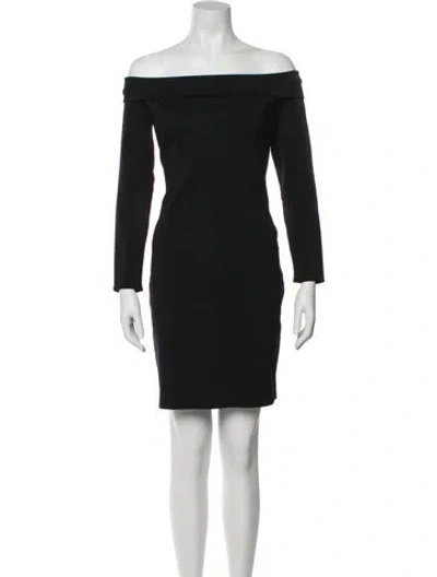 Pre-owned Halston Heritage Off-the-shoulder Mini Dress In Black