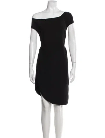 Pre-owned Halston Heritage Off-the-shoulder Mini Dress In Black