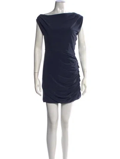 Pre-owned Halston Heritage Off-the-shoulder Mini Dress In Blue